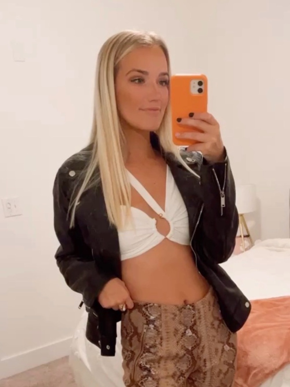 superdown White Ruched Front Crop Top with Ring Detail